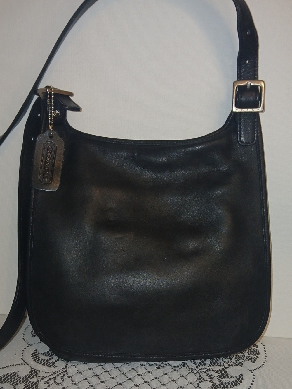 Coach Vintage Black Leather Hippie Flap bag